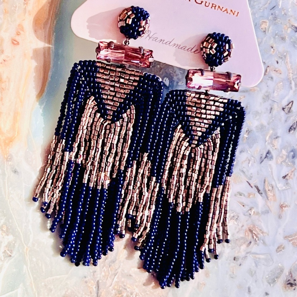 🌺🎉HP🎉🌺 NWT Deepa Gurnani Beaded Fringe Chandeliers - Picture 9 of 14